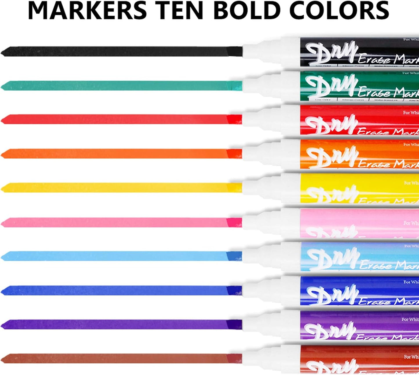 Volcanics Black Dry Erase Markers Low Odor Chisel Tip Whiteboard Markers Pack of 10