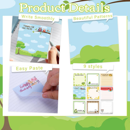 Inspirational Sticky Notes Gifts - 9 Pack Funny Positive Quotes Notepads 3x3 Inches, Fun Motivational Self-Adhesive Memo Pads Office Study Supplies for Friends Coworkers (450 Sheets)