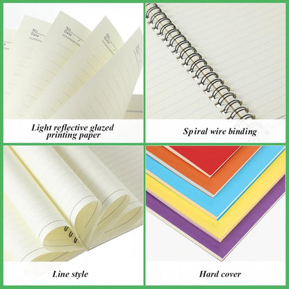 Leelosp 12 Pack Small Spiral Notebook Lined Spiral Journal College Ruled Notebook Wire Bound Kraft Cover, 120 Pages for Work (Multicolor,5.5 x 8.3 Inch)