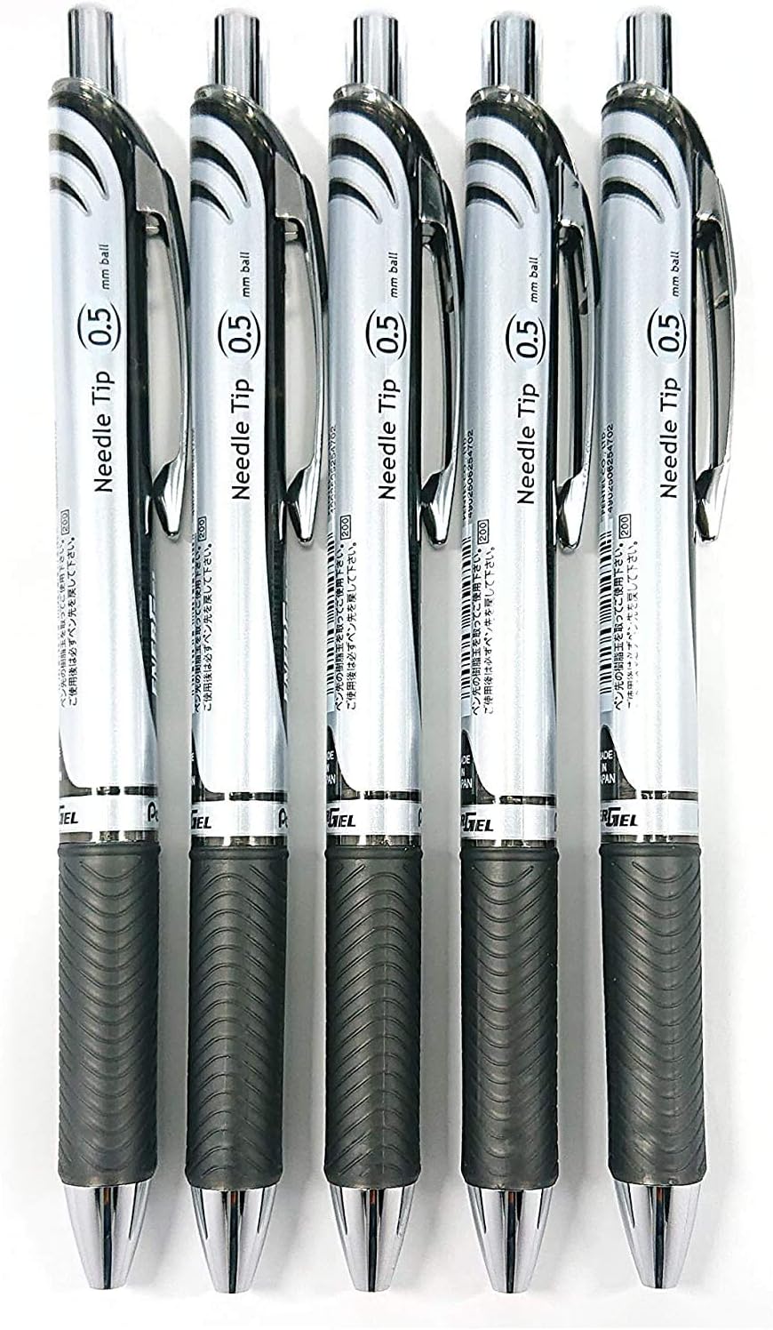 Pentel EnerGel Deluxe RTX Retractable Liquid Gel Pen,0.5mm, Fine Line, Needle Tip, Black Ink-Value set of 5