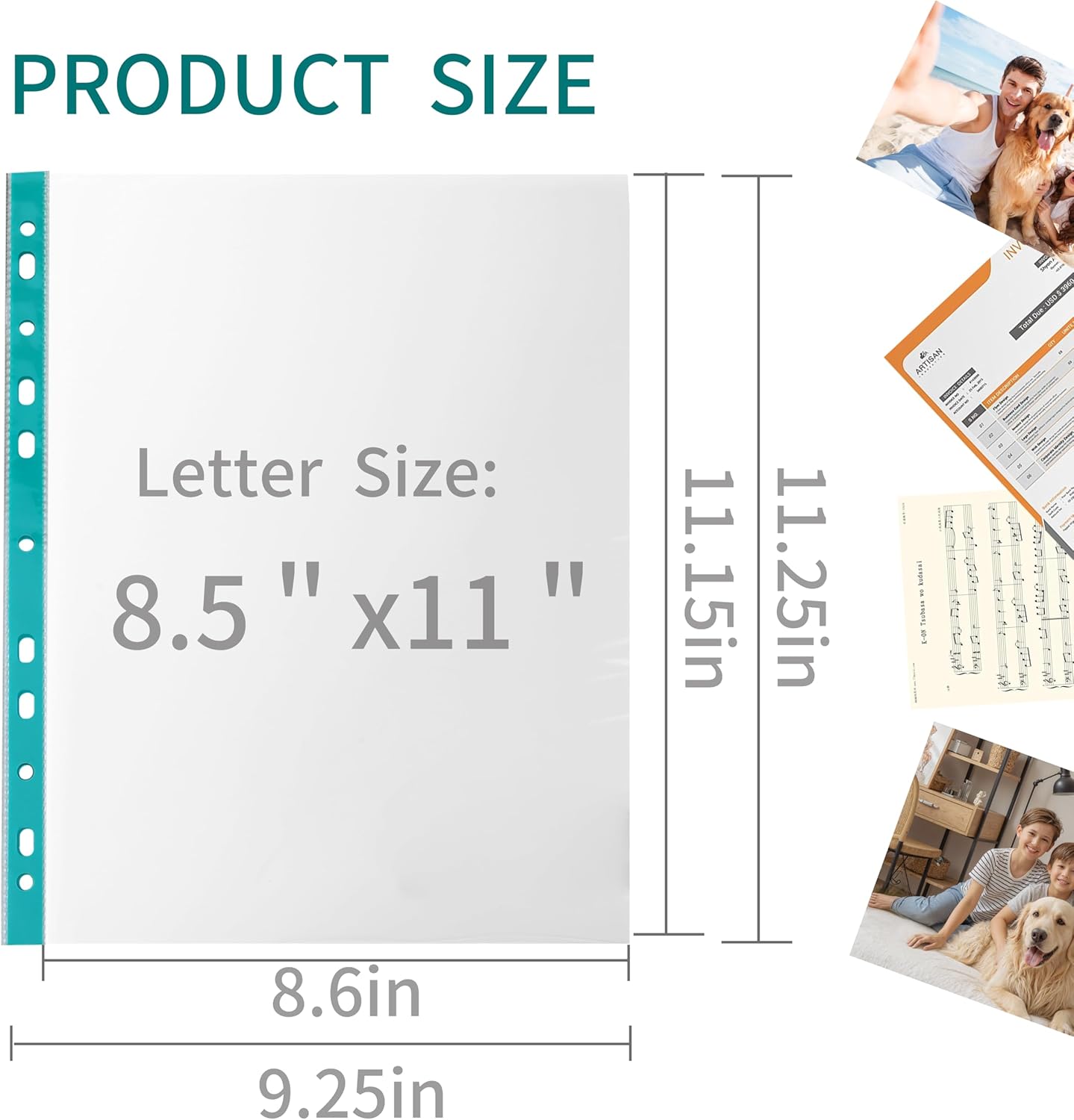 100 Pack Sheet Protectors for 3 Ring Binder 8.5 x 11 Clear Paper Sleeves Protector Plastic Page Protetors Document Protetors Sheet Protectors Heavy Duty Letter Size Plastic Sheets