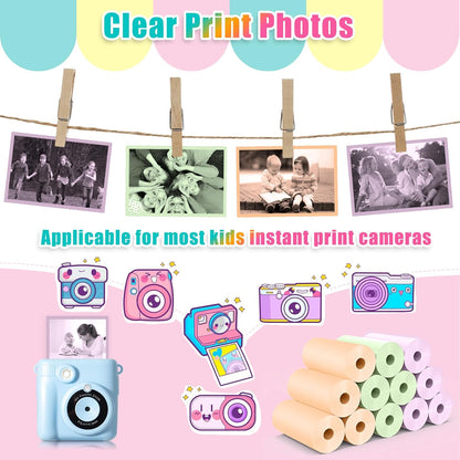 12 Rolls Instant Print Camera for Kids Refill Print Paper - Hikkon Thermal Print Paper Rolls Photo Print HD Printing for Most Kids Instant Camera - Paper Only(White-12)