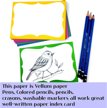 PPAPPAPPIYO index card 4x6 Decorative Border Vellum paper (Set of 50) 260gsm (4X6, design01)