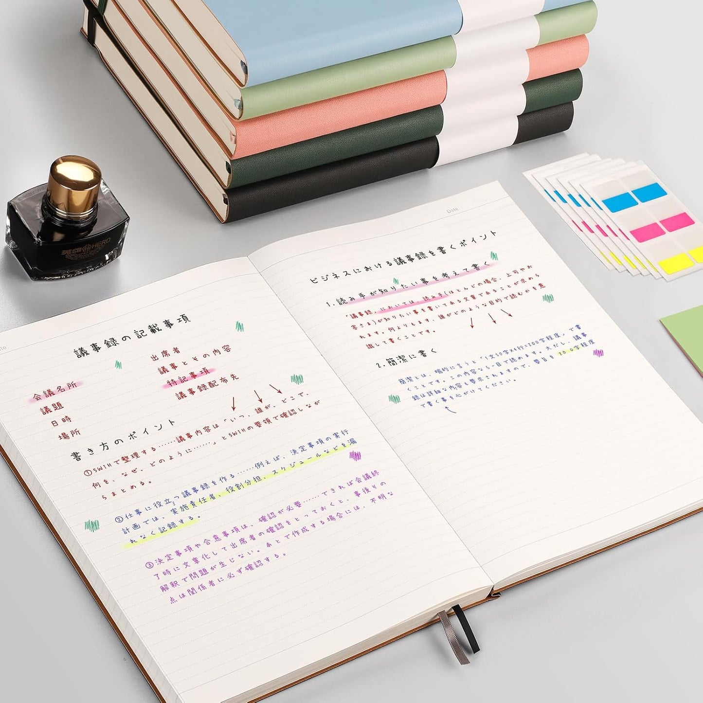 AHGXG 8.5''×11'' Notebook College Ruled - Large A4 Notebook Lined Journal - 320 Pages Thick Journal for Writing, 100gsm Thick Paper, Leather Softcover, for Work School - Black