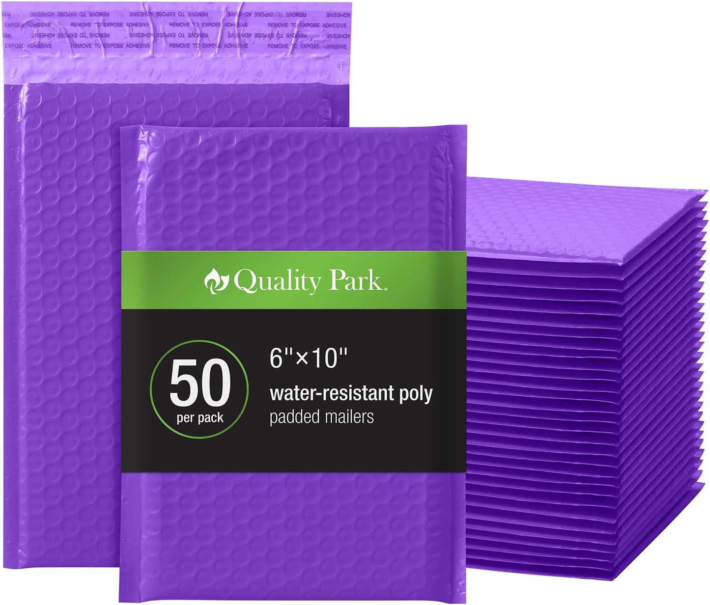 Quality Park Bubble Mailers, 6 x 9 Inch, White Poly Mailers, Padded Envelopes, Shipping Envelopes, Water Resistant, Self Seal, 50 Per Box (QUA85856), Plastic