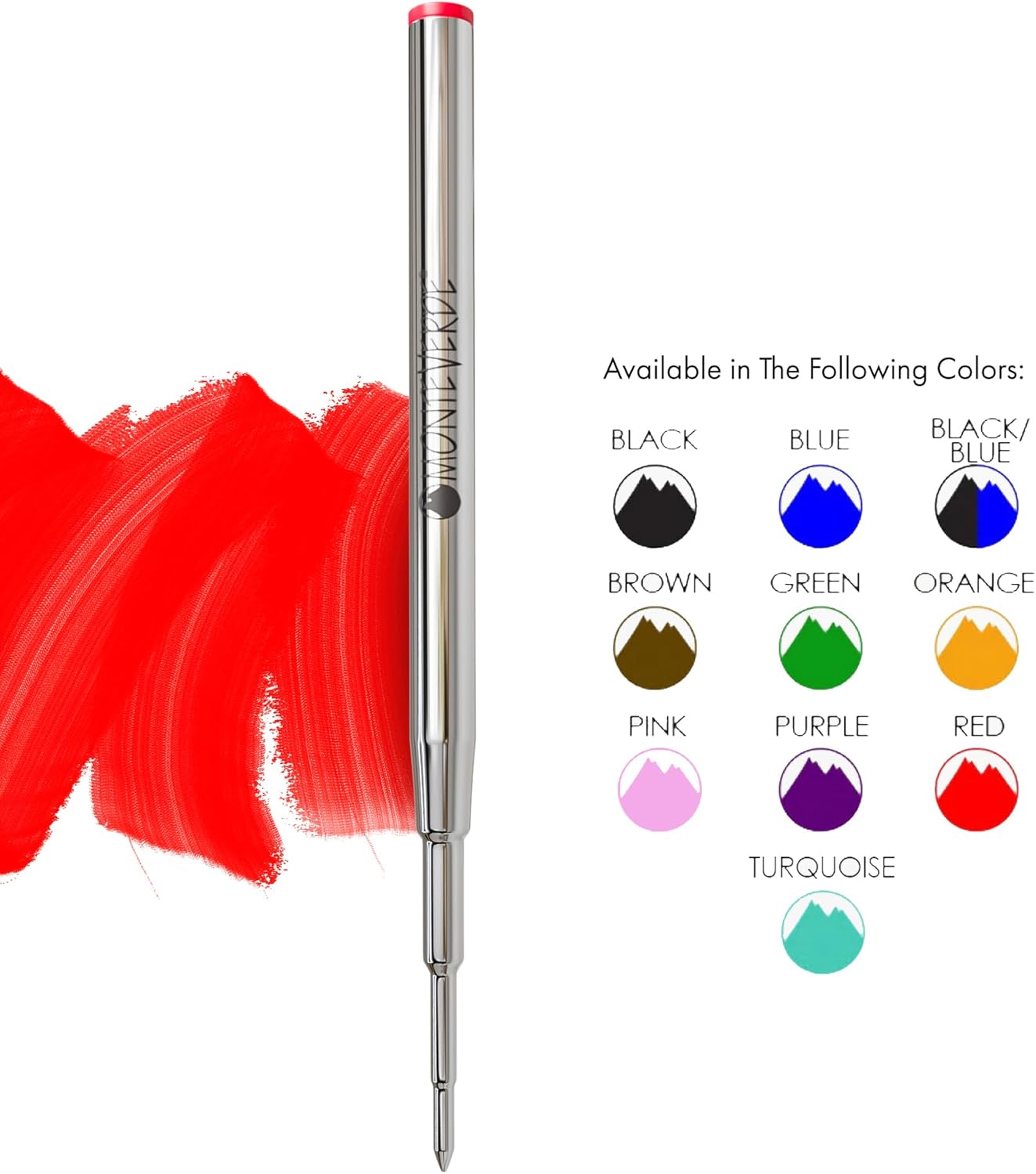 Monteverde USA Capless Ceramic Gel Refills to Fit Montblanc Ballpoint Pens, Fine Point Black Ink, Converts to Capless Rollerball, 2-Pack (M132BK)