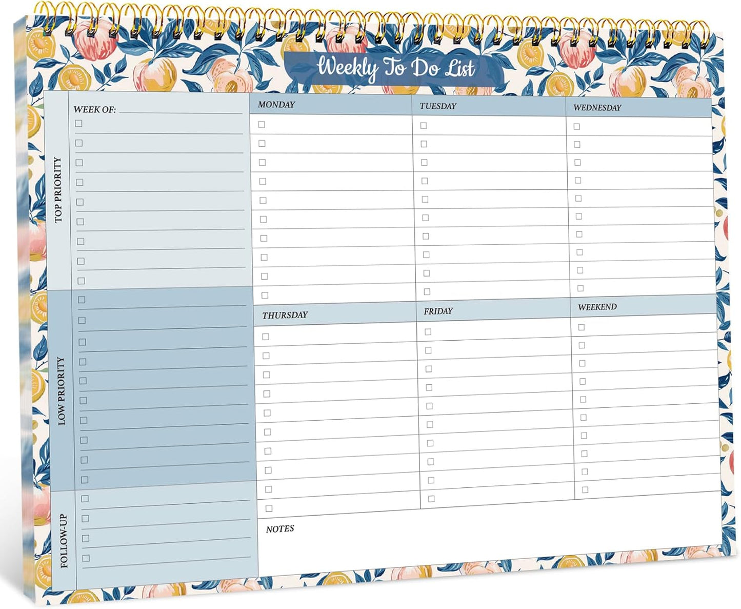 Taja Weekly To Do List Notepad with 52 Undated Sheets（8.5"×11"）- Weekly Desk Planner for Women & Man, Work and Home -1 Pack Violet Dream
