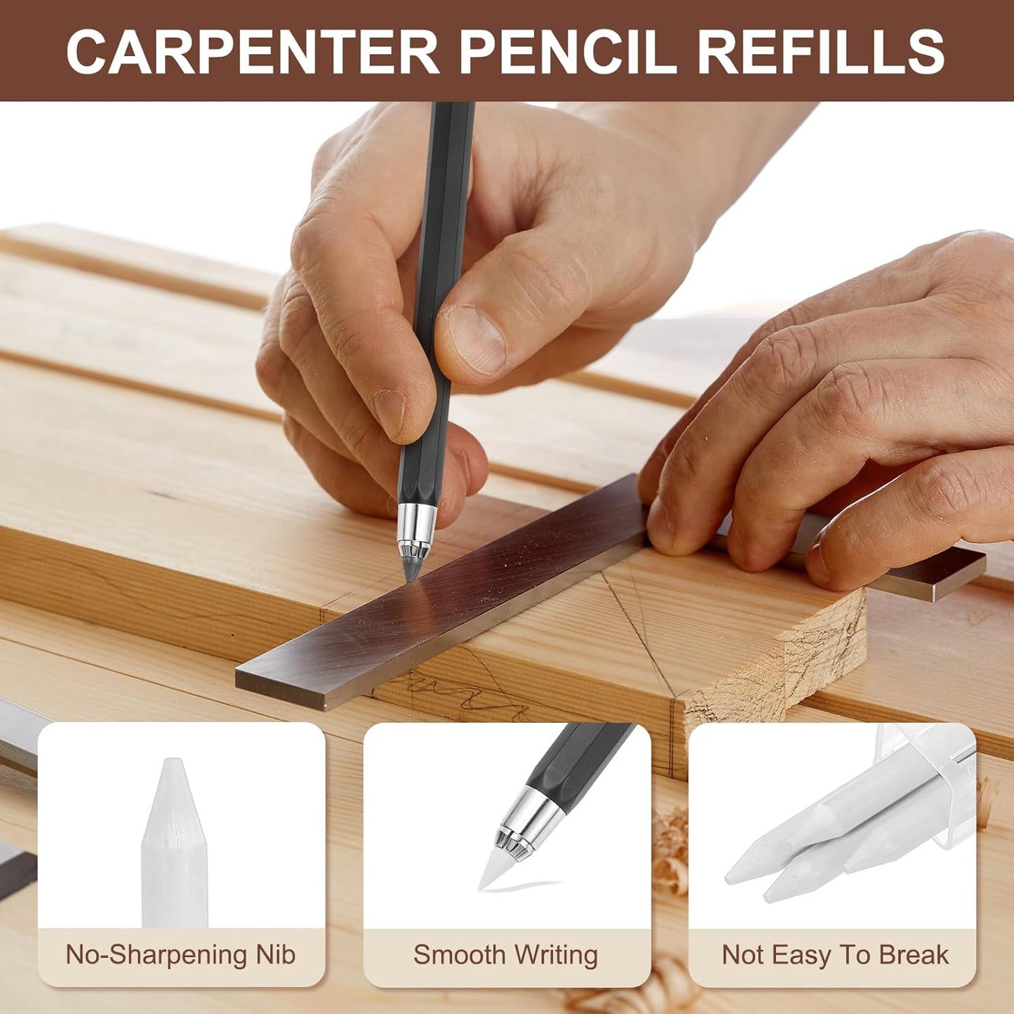 PATIKIL 12Pcs 5.6mm 2B Carpenter Pencil Lead Refills, Solid Dry Pencil Refills Break Resistant Lead Refill for Mechanical Carpenter Pencil Construction Pencils Art Drafting, Blue