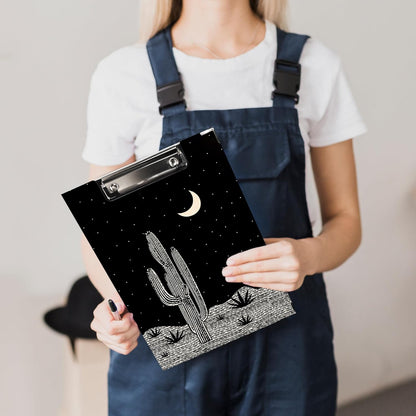 Gothic Moon Phase Clipboard Folio with Storage, Witchy Moon Decorative Clipboard Folder, Gothic Black Gold Clipboards for Women, Witchy Gifts Office Supplies, 12.4x9.2In