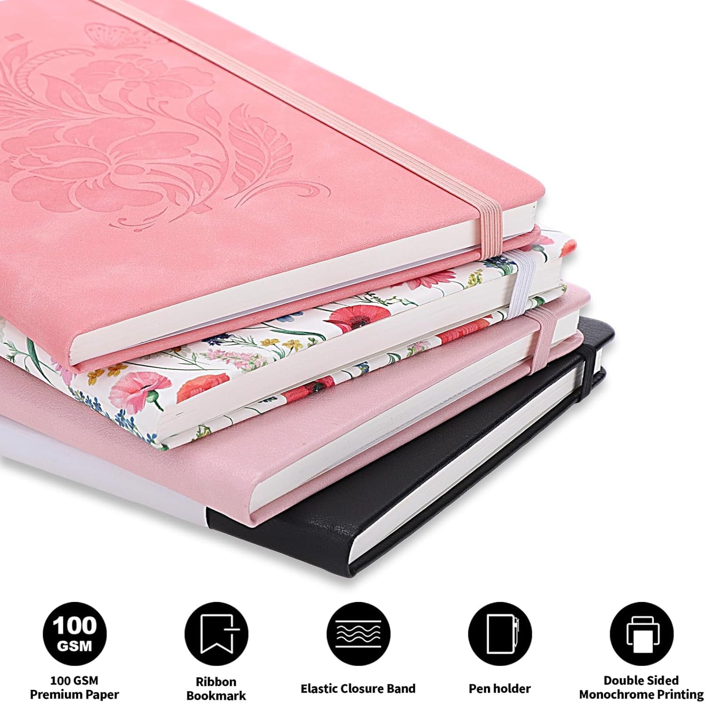 Thboxes 80 Sheets Lined Journal Notebook, 5.7" X 8.3" Hardcover Executive Notebook for Student Worker Women Men, Notepads Journals for Writing Travel & Organization, Nurses Week Gifts, Pink