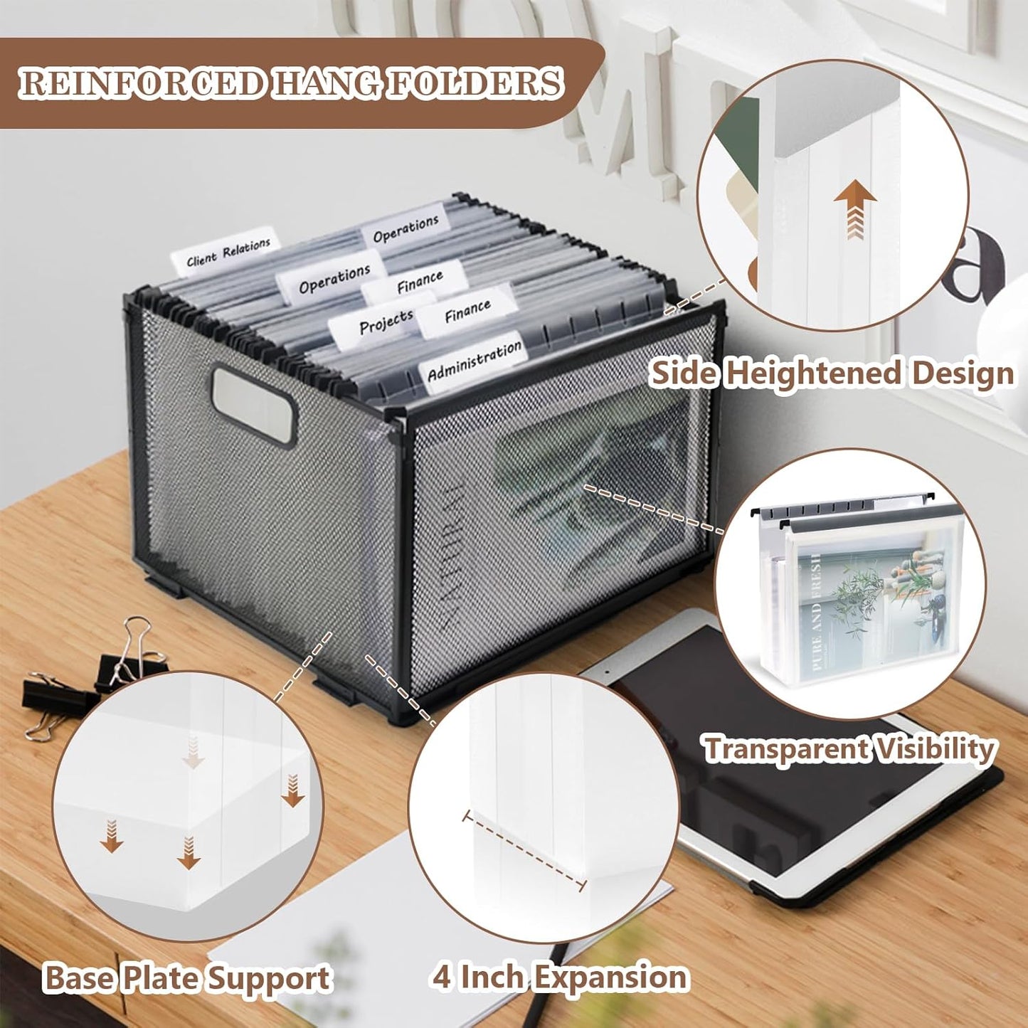 10 Pack Extra Capacity Hanging File Folders Letter Size Plastic File Folder Reinforced Tabs with Heavy Duty 2 Inch Expansion & Black Insert Gasket for Filing Cabinet Durable Hang Folders