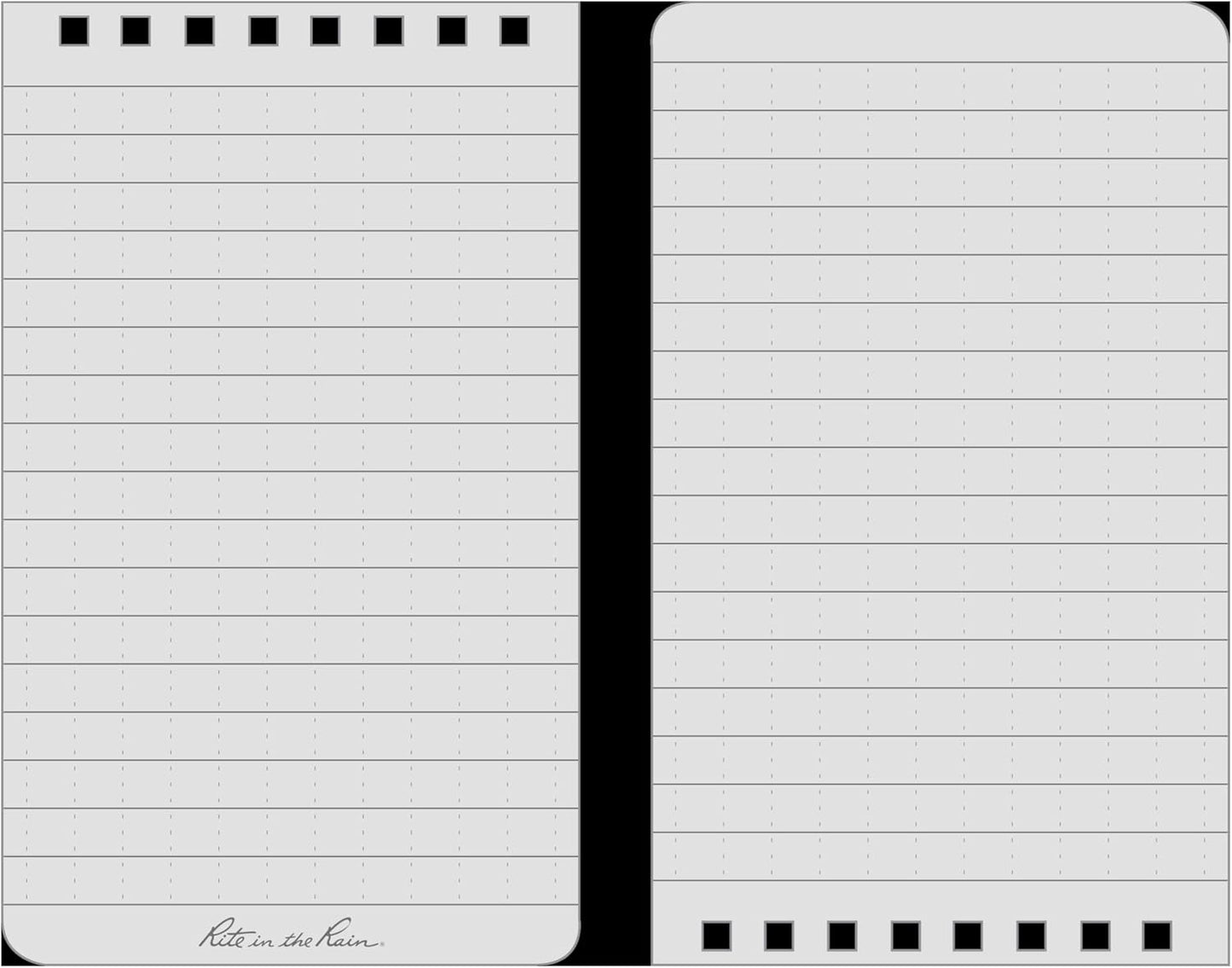 Rite in the Rain Weatherproof Top Spiral Notebook, 3" x 5", Black Cover, Universal Pattern, 3 Pack (No. 735-3X)