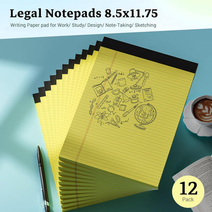 6 Pack Legal Pads 8.5 x 11 College Ruled Notepads, White Note Pads 8.5'' x 11'' Writing Pads Narrow Ruled Lined Paper Pads, 30 Sheets Per Note Pad, Legal Notepads for Work Study Daily Note Taking List