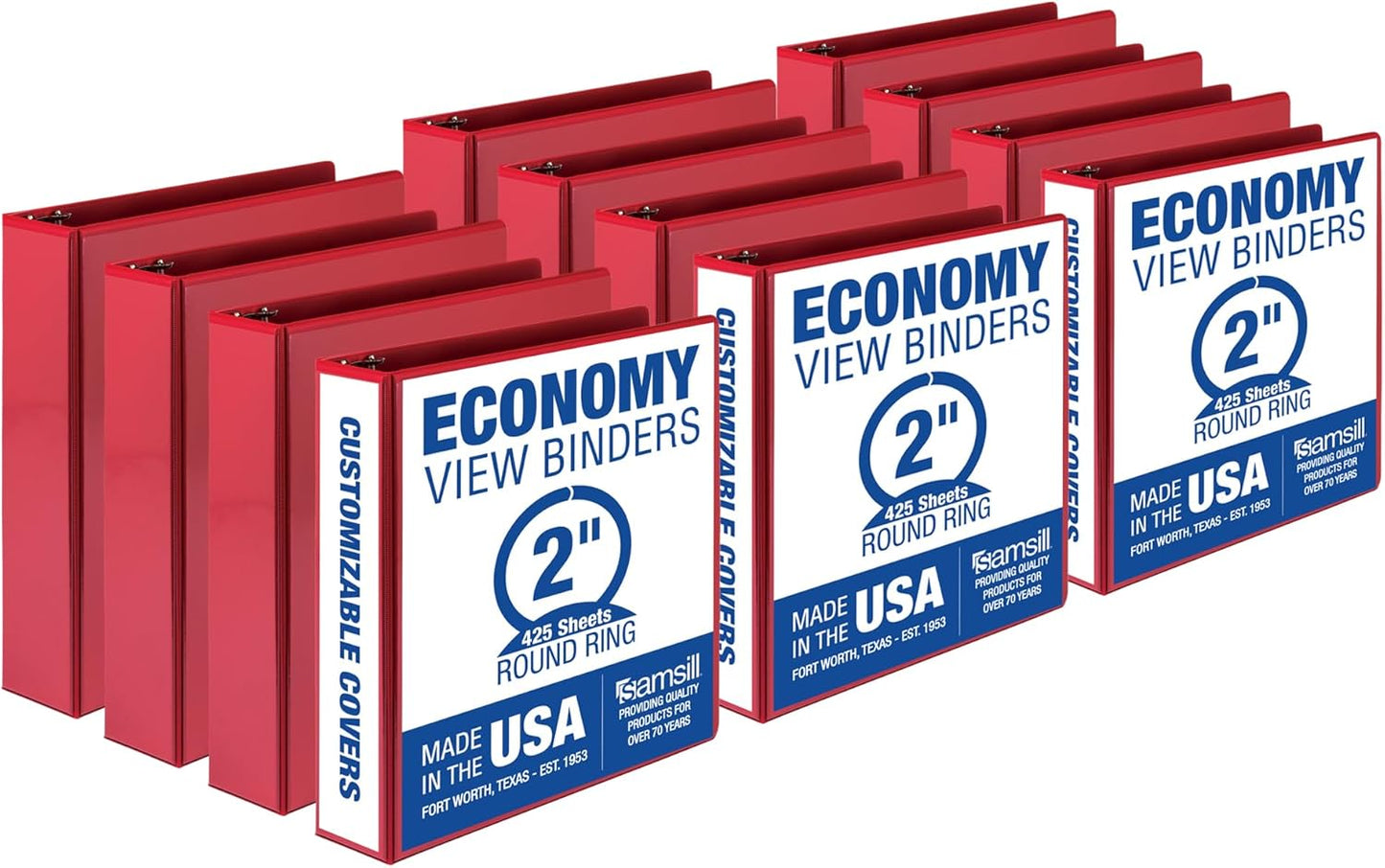 Samsill 1.5 Inch 3 Ring Binders, Economy Round Ring, Clear View Cover, 325 Sheet Capacity - for School, Home, Office - White, 4 Pack