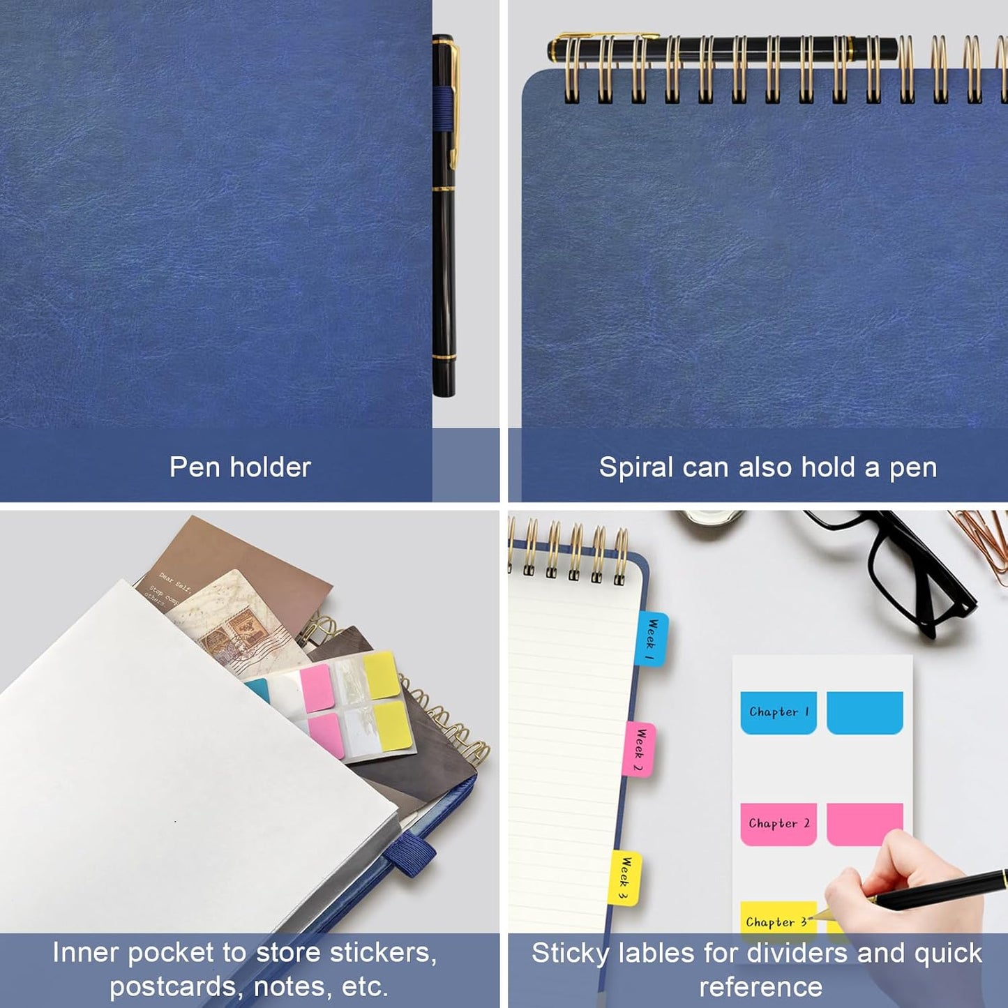 A5 Top Spiral Notebook, Large Leather Hardcover Top Bound Steno Pads, 240 Pages 100 gsm Thick Lined Paper Left Handed Notebook Journal for Work, School, Meeting Writing - Brown, 5.9" x 8.5"