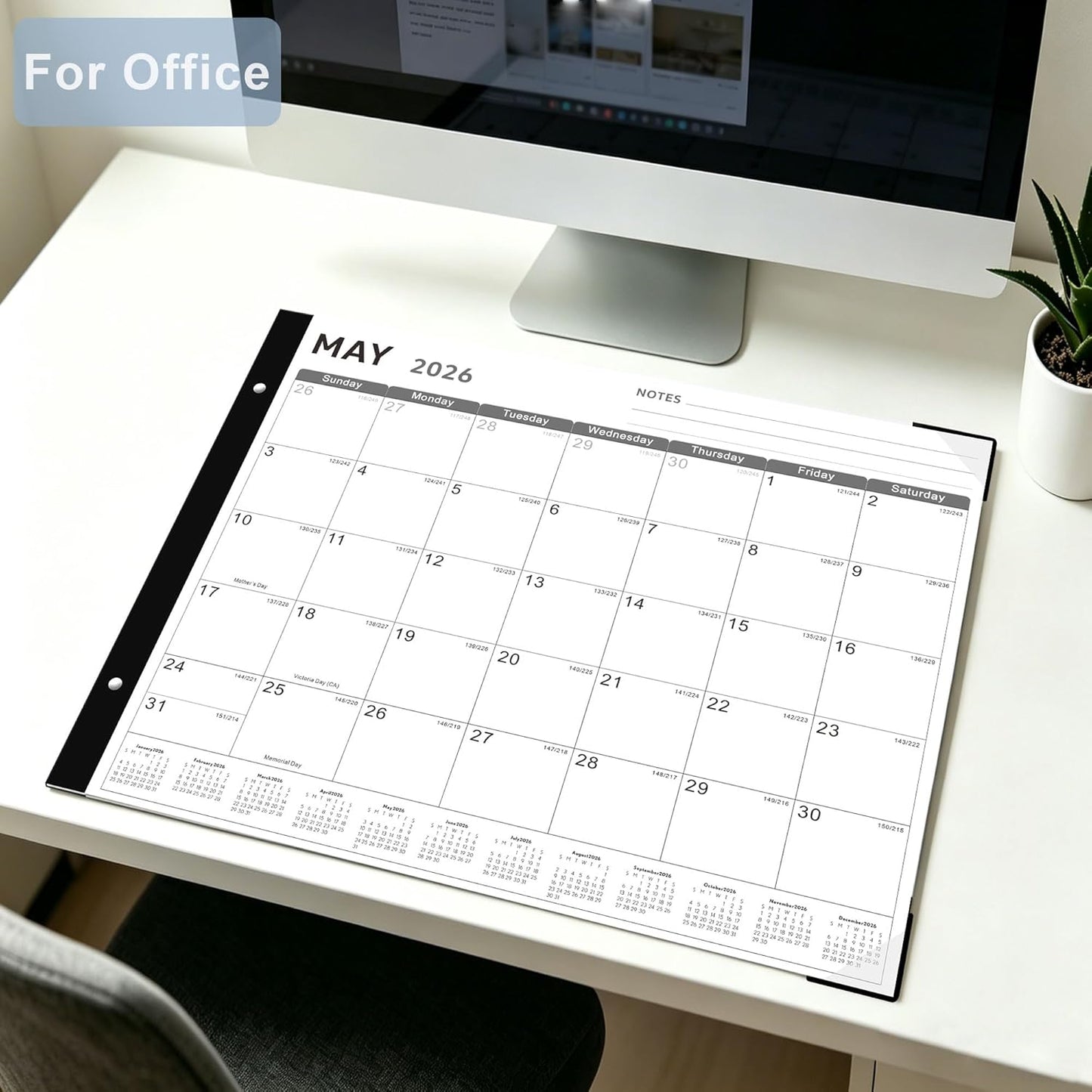 Desk Calendar 2026, KOPEESY 22" x 17" Large Desk Calendar, 18 Mouths From January 2026 to June 2027, Desktop Calendar with Notes and Thick Paper for Home, Office and School