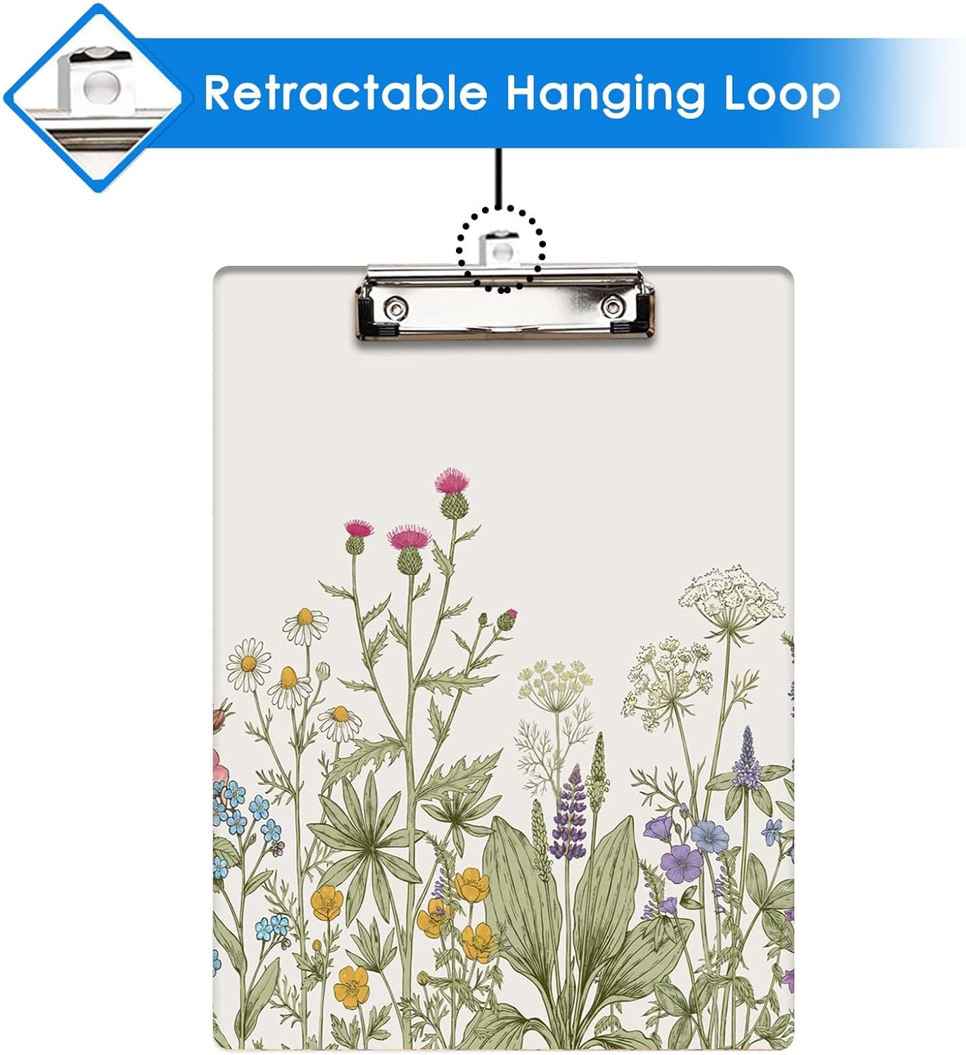 Britimes Clipboard Decorative Office School Hardboard Wood Nursing Clip Board and Pull for Standard A4 Letter Size Summer Mint Green Plant Tree 12.6" X 8.9"