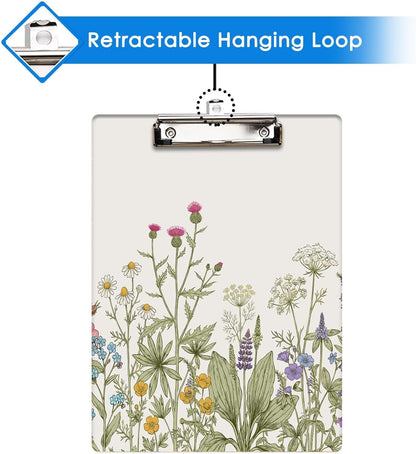 Britimes Clipboard Decorative Office School Hardboard Wood Nursing Clip Board and Pull for Standard A4 Letter Size Summer Mint Green Plant Tree 12.6" X 8.9"