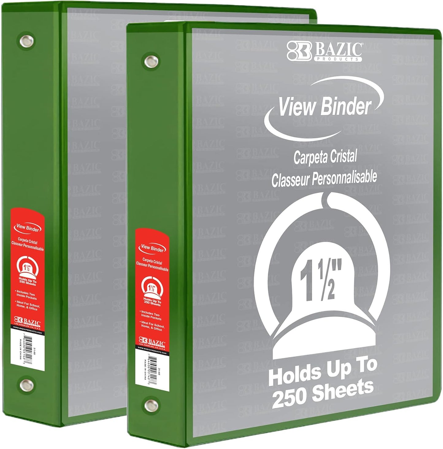BAZIC Products 3 Ring Binder - Burgundy, Economy View Binder with Clear Overlay Cover and Round Rings, Organizer for School Office Home Use, 1.5-inch Capacity Holds 280 Sheets Paper, 1-Pack
