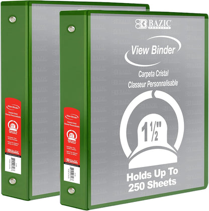 BAZIC Products 3 Ring Binder - Burgundy, Economy View Binder with Clear Overlay Cover and Round Rings, Organizer for School Office Home Use, 1.5-inch Capacity Holds 280 Sheets Paper, 1-Pack