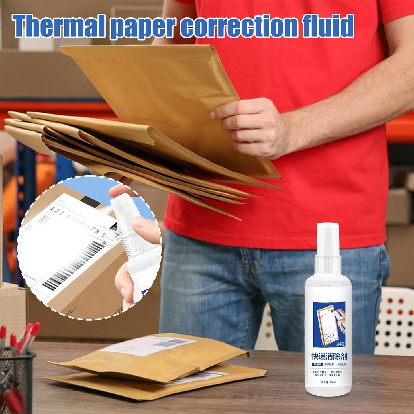 Thermal Paper Eraser For Receipts 100ml Quick-Dry Precision Brush Data Removal Liquid Privacy Protection Pen Obfuscates Personal Details For Apartment Dorm Home Business Travel