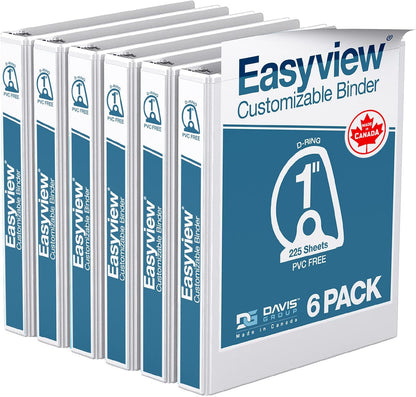 Easyview Premium 3-Ring Binders with Clear-View Covers and D Rings, Binders for School or Office, 5 Inch, Pack of 4, White