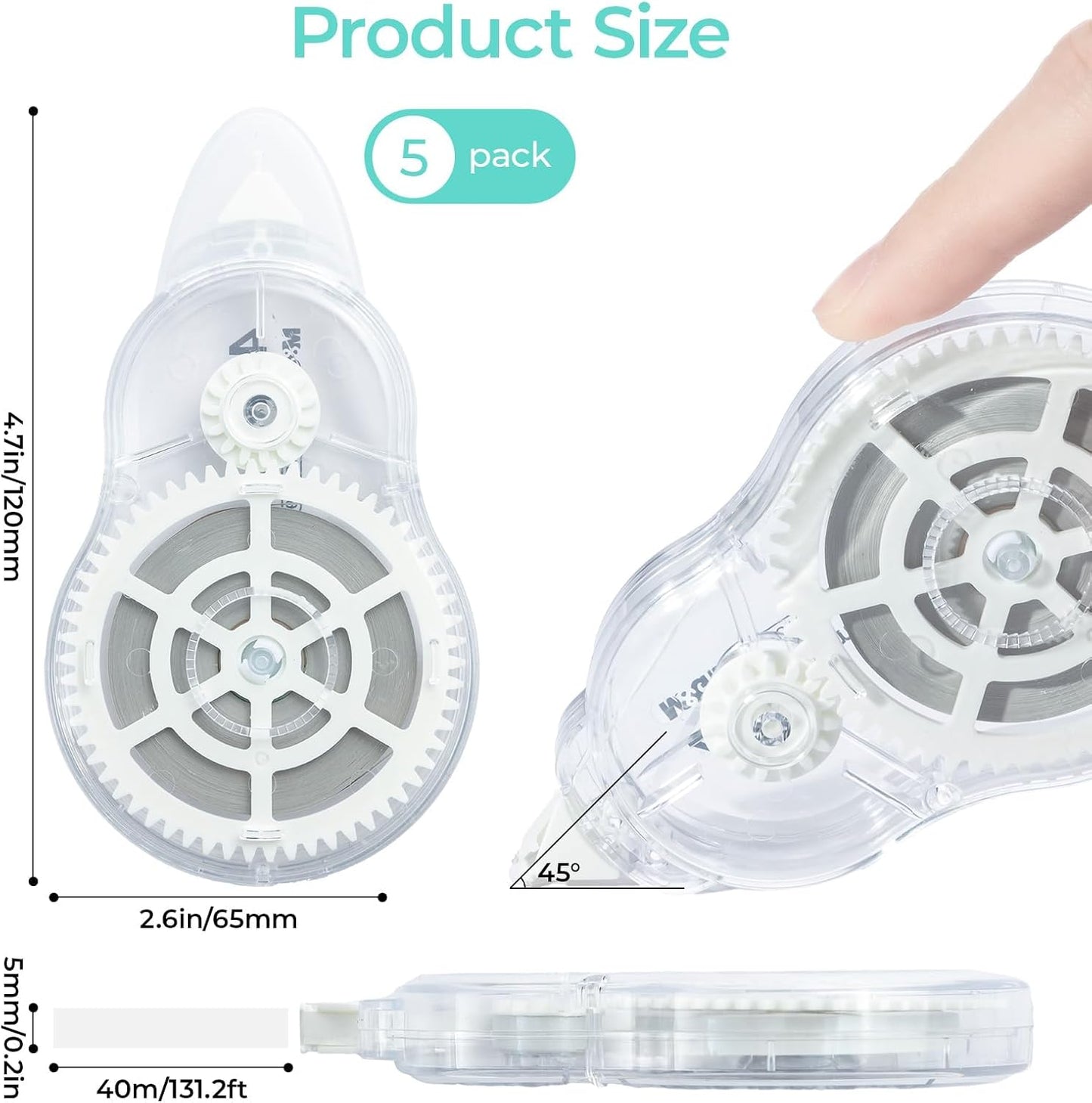 M&G White Correction Tape, Easy to use applicator for Instant Corrections, 39.37 Ft/Pack,for Office (6 Pack, 12M/472"x 0.2")
