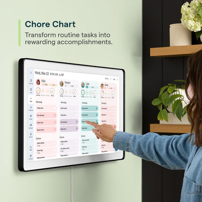 Skylight Calendar Max: 27-Inch Smart Digital Calendar & Chore Chart, Family Organizer with Interactive Touchscreen Display – Wall Mountable in Portrait or Landscape, Classic White Frame