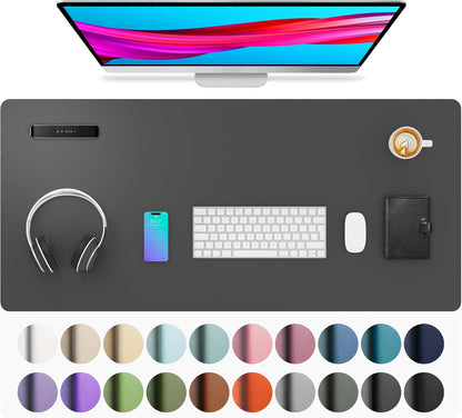 Aothia Leather Desk Pad Protector, Mouse Pad, Office Desk Mat, Non-Slip PU Leather Desk Blotter, Laptop Desk Pad, Waterproof Desk Writing Pad for Office and Home (Black,36" x 17") - Colors B
