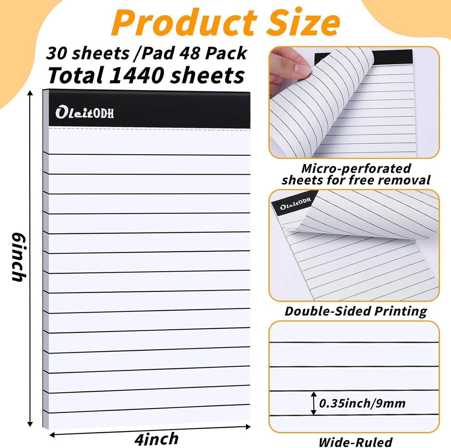 36 Pack Legal Pads Bulk, 5x8 Inch Rainbow Notepad, Note Pads Wide Ruled Perforated Memo Pad for Work Study Daily Note Taking List, Lined Writing Pads Memo Refills Notepads for Office Home School