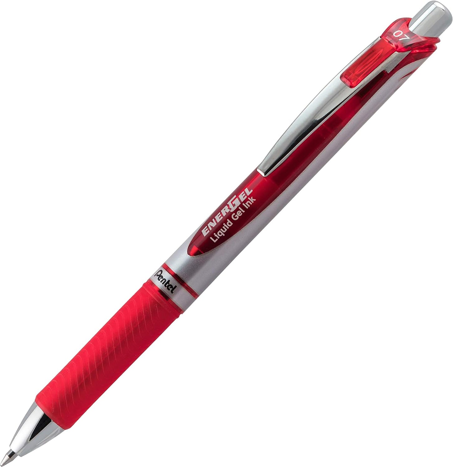 Pentel EnerGel RTX Retractable Liquid Gel Pen, (0.7mm) Medium Line, Metal Tip, Black Ink, Box of 12 (BL77-A)
