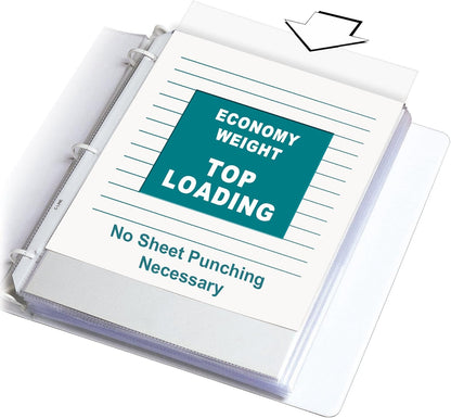 C-Line Top Loading Economy Weight Poly Sheet Protectors, Reduced Glare, 8.5 x 11 Inches, 200 per Box (62067)