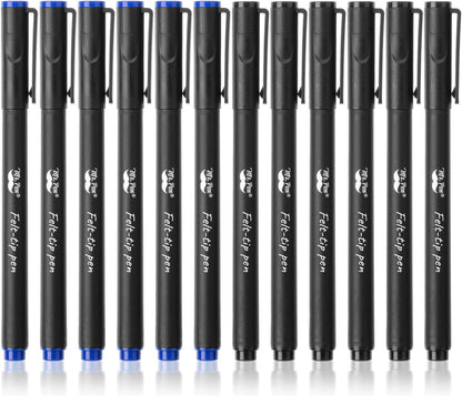 Mr. Pen- Felt Tip Pens, Fine Point, 12 Pack, Blue and Black Inks, Fast Drying, No Smear, Bible Journaling Pens No Bleed-Through for Planners, Sketching, Writing