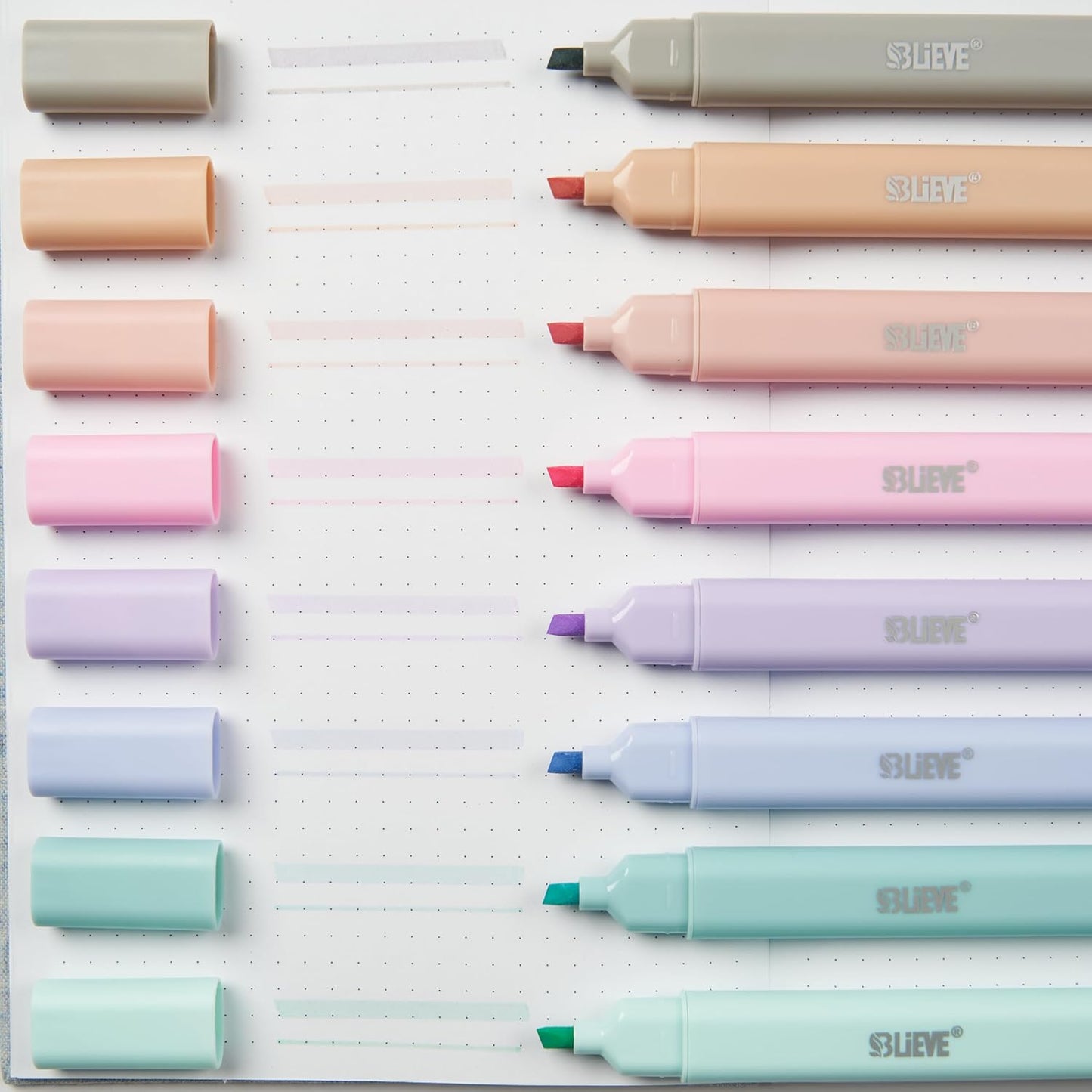 BLIEVE Aesthetic Cute Highlighters No Bleed Through, Dual Tip 8 Pack, Pastel Colors For Bible & Journaling
