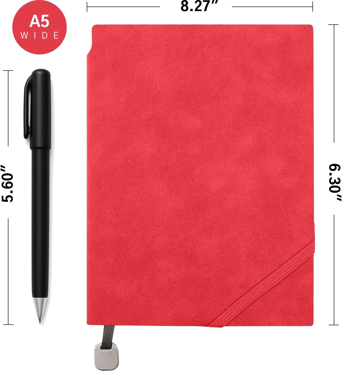 Faux Leather Notebook Journal - 200 Pages Lined Vegan Leather Journal for Writing, A5 Soft-Cover Journaling Notebook Gift Set with Pen for Travel, Office, Daily Writing