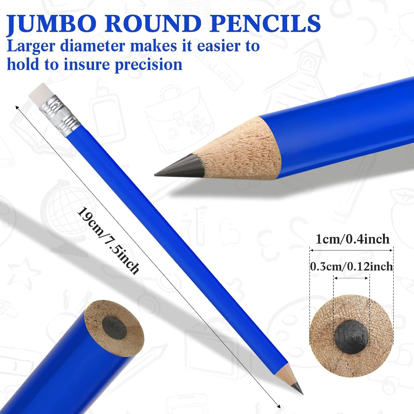 Fainne 48 Pcs Jumbo Pencil, Wooden Pencil with Black Core for Carpenters Construction Workers Woodworkers Framers Beginners Students Teachers DIY Project(Yellow,Round)