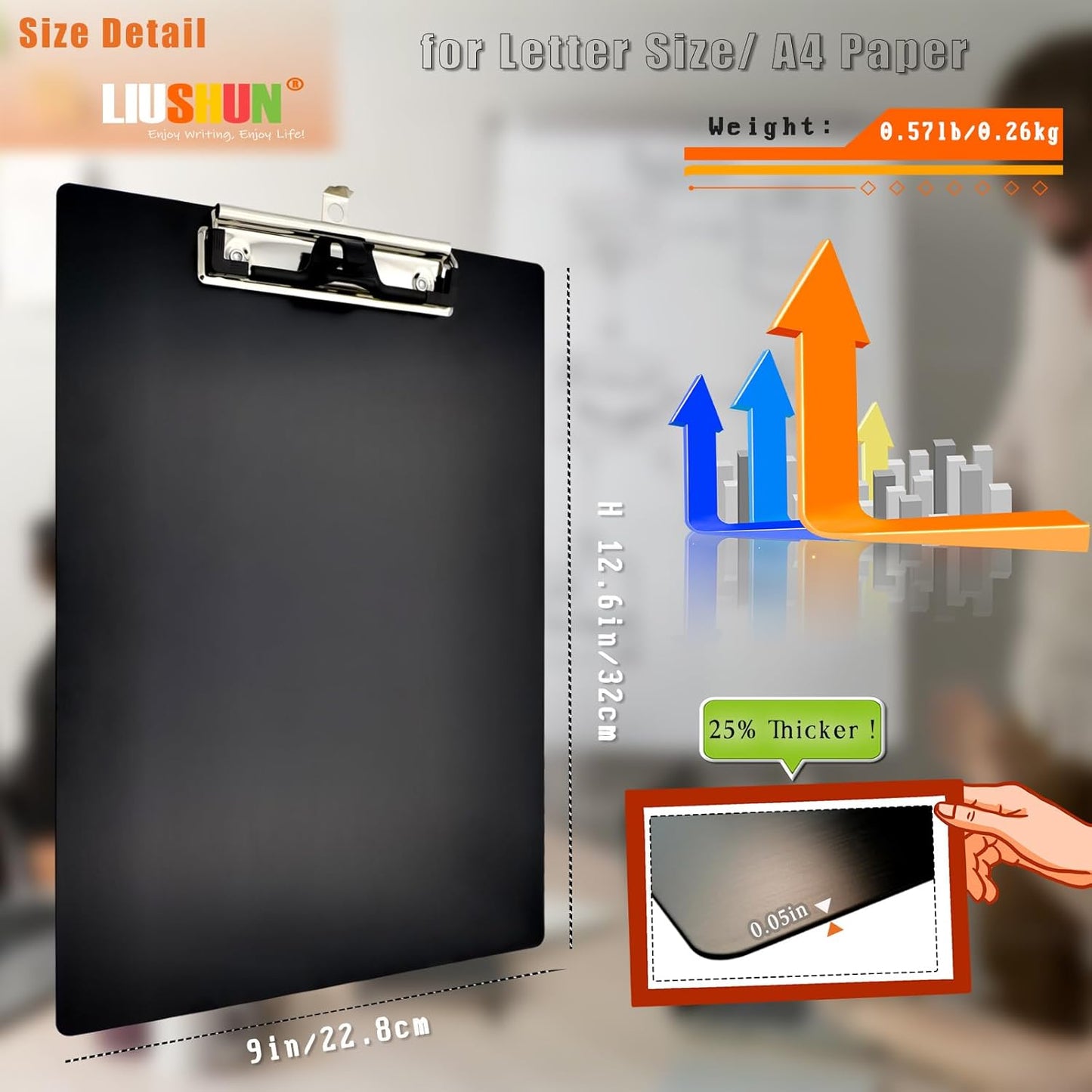 Aluminum Metal Clipboard Stainless Hangable Pen Holder Low-Profile Clip Board Size A4 9" x 12.6" with Sticky Note for School Office Business Medical Professionals Workshop Factory (Pink, Aluminum-A4)