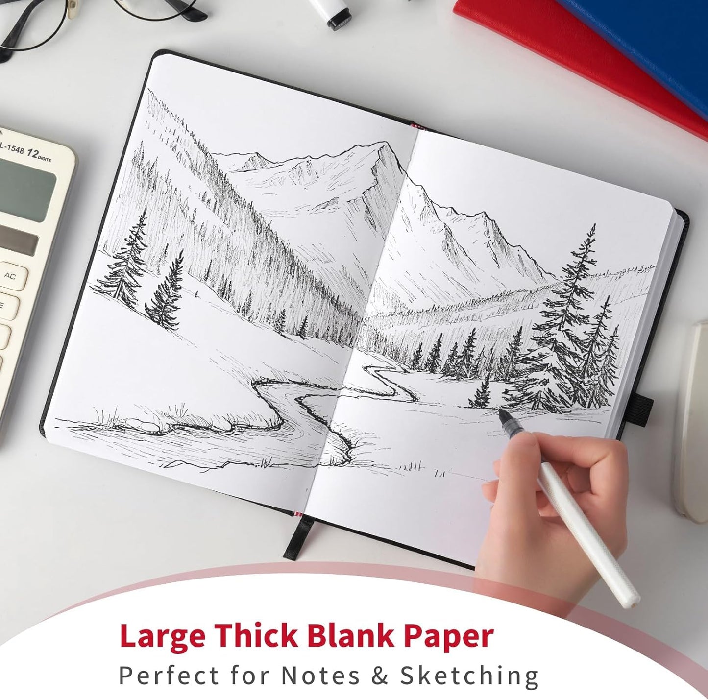 Heture Hardcover Notebooks, A5 Lined Journals Notebook for Writing 160 Pages, 8.2 x 5.5 inch, Classic Ruled Notebooks for College/Work/Travel (Lined-3 Pack, Black)