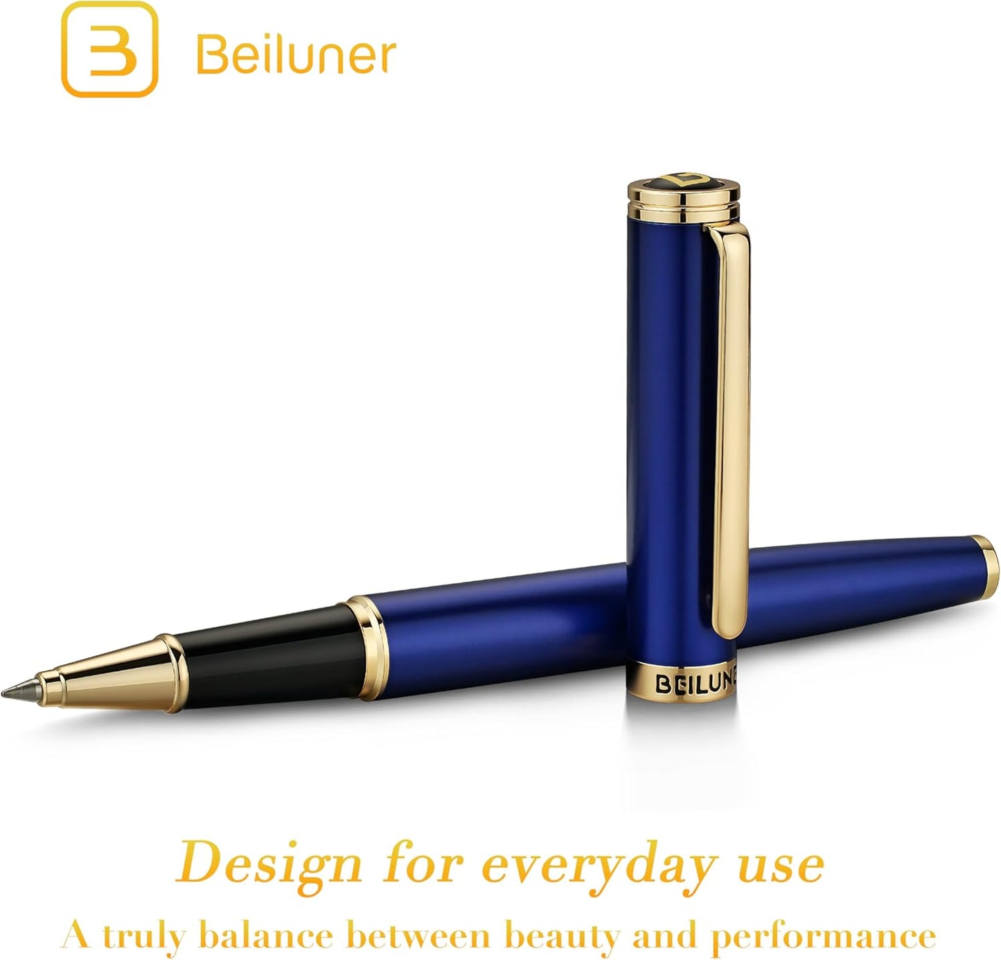BEILUNER Luxury Rollerball Pen, Stunning Green Lacquer with 24K Gold Trim,Noble and Elegant Designs,Schneider Ink Refill, Best Gift Set for Men & Women, Refillable, Executive Writing, Nice Pens