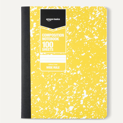 Amazon Basics Composition Notebook, College Ruled, 100 Sheets, 9.75" x 7.5", Assorted Marble Colors, 12-Pack