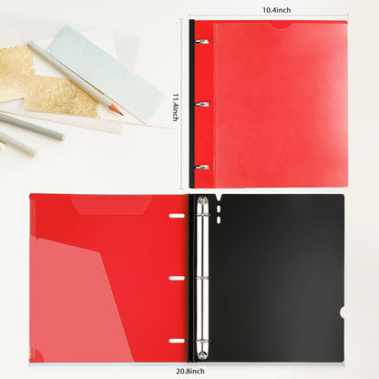 Telescoping 3 Ring Binder-4PCS, Flexible Binder with Elastic Rubble Spine+3 Round Rings, Flat Writing Binder, 4 Bright Colors