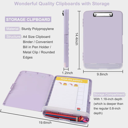 SFLHHDM Purple Clipboard, Clip Boards 8.5x11, Teacher Clipboards with Storage, Plastic Clipboard with Pen Holder, Clipboards Storage for Women Teachers Work, School & Office Supplies