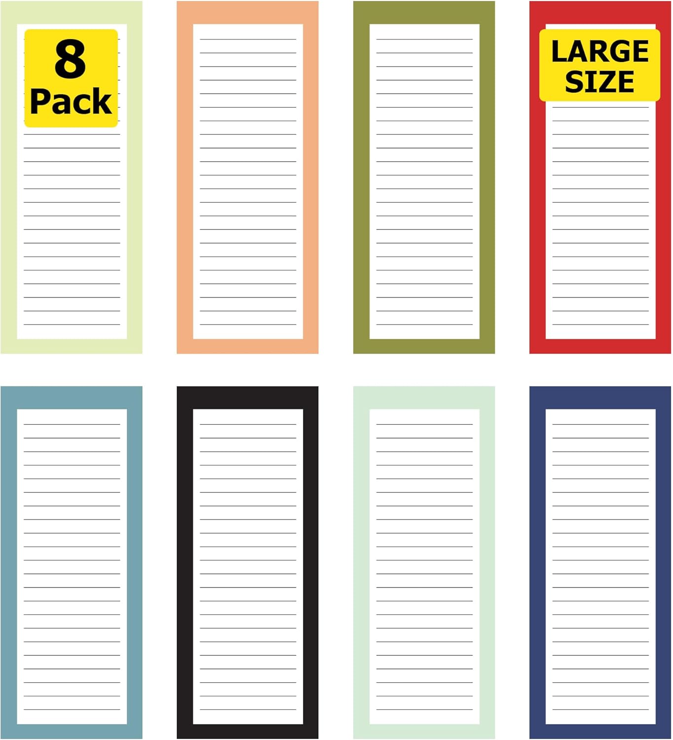 8 Magnetic Notepads – Notepads for Grocery List, Shopping List, To-Do List, Reminders -Strong Magnetic Back- Memo Notepad with Realistic Fruit Designs | 25 Sheets per Pad 7.5 x 3.5 inch (8 Pack)