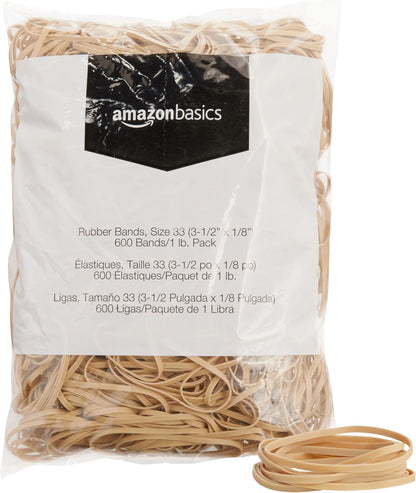 Amazon Basics Assorted Size and Color Rubber Bands, Strong Elastic Stretch Office Supplies, 0.5 lb. Variety Assortment