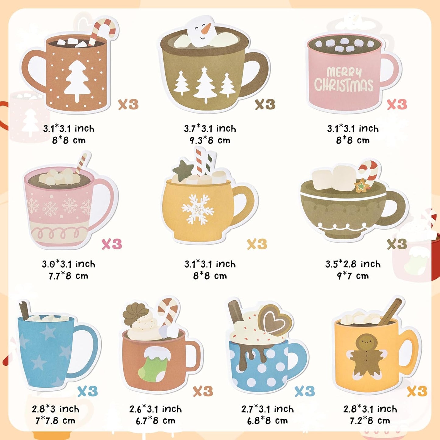Xqumoi 30 Pack Teacher Sticky Notes - Funny Coffee Cup Self Sticky Notepads Writing Memo Pads for Teacher Appreciation Back to School Office Supplies Coffee Lover Gift Party Favors Goodies Bag Fillers