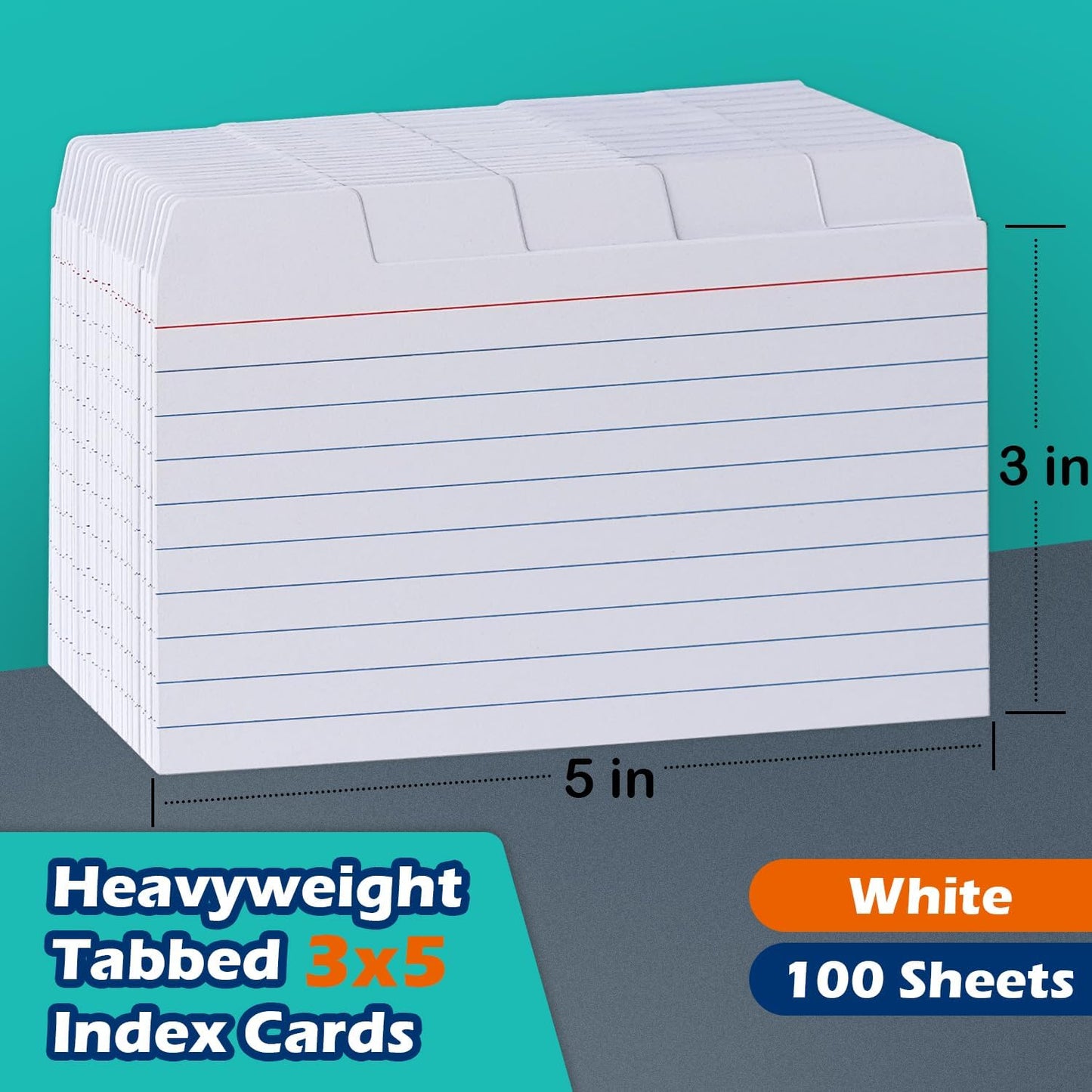 100 Pack Tabbed Index Cards 4x6 Lined Index Card Dividers with Tabs 4" x 6", Colored, 220 GSM Thick Paper