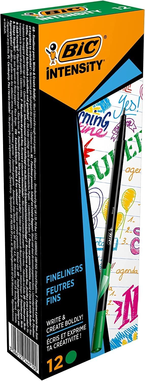 Bic Intensity 0.4 mm Fine Point Writing Felt Tip Pens (Pack of 12) 12 Black