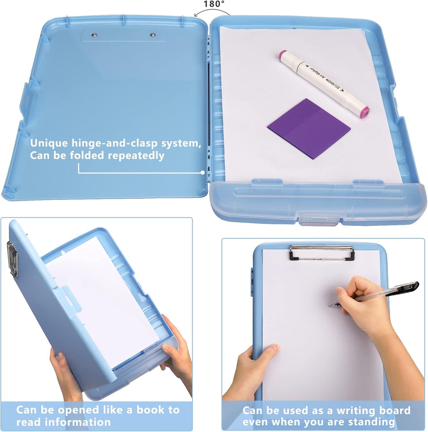 SFLHHDM Purple Clipboard, Clip Boards 8.5x11, Teacher Clipboards with Storage, Plastic Clipboard with Pen Holder, Clipboards Storage for Women Teachers Work, School & Office Supplies