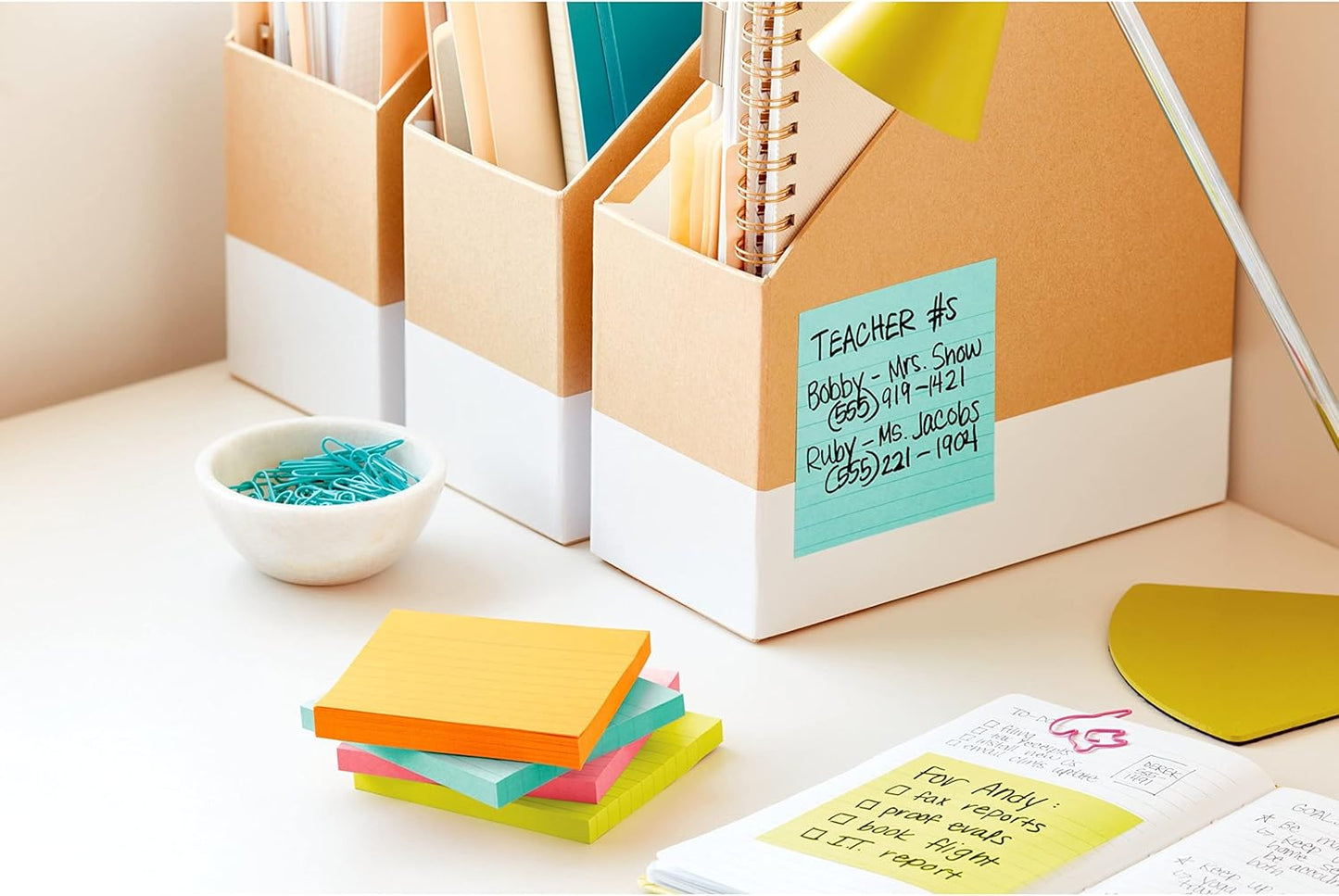Post-it Super Sticky Notes, 6 Lined Sticky Note Pads, 4 x 4 in., School Supplies, Office Products, 2X the Sticking Power, Supernova Neons Collection