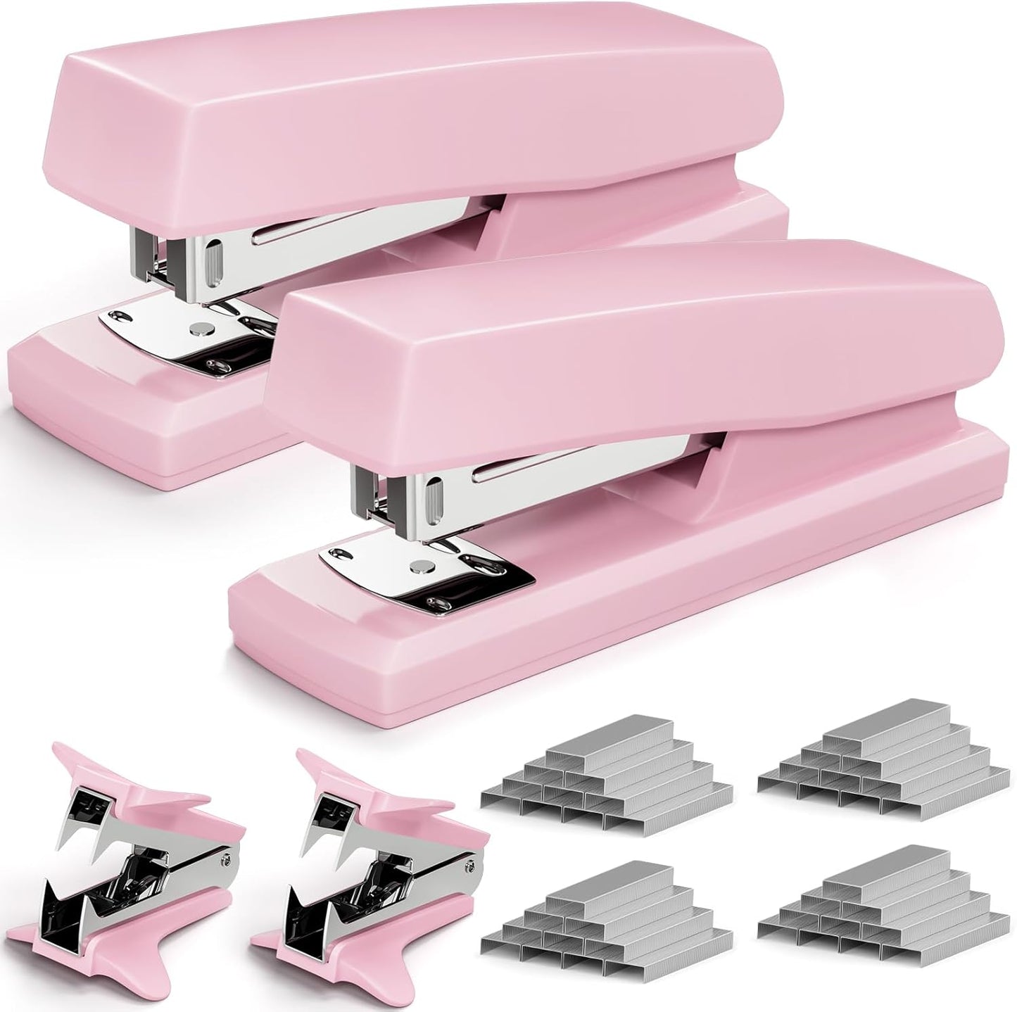 Pink Office Stapler, 25 Sheet Capacity with 2000 Staples and Staple Remover, Desktop Stapler,Pink Office Supplies for Students and Office Clerks